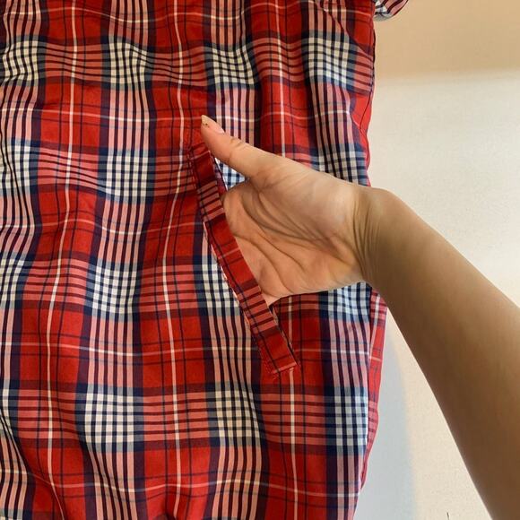 K-Swiss Jacket Mens S Small Red Plaid Full Zip Mesh Lined Hidden Hoodie Bomber - Picture 11 of 13